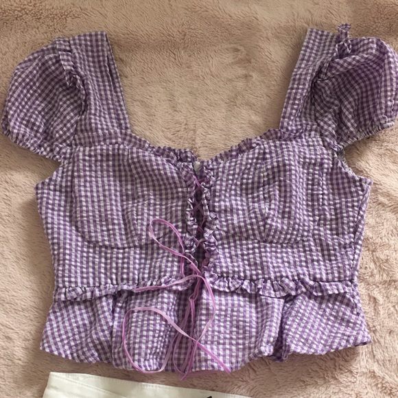 Reformation Tops - 💜Purple gingham bustier top💜 similar to revolve
